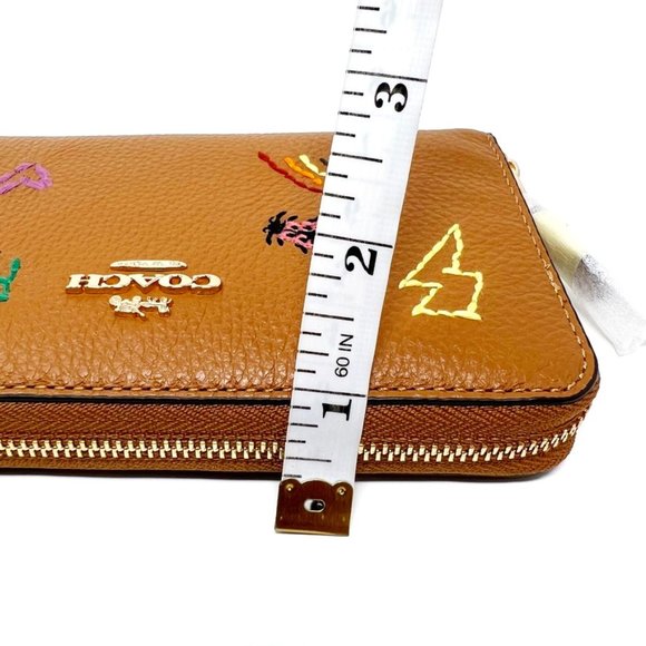 NWT Coach Medium ID Zip Wallet With Diary Embroidery Penny Multi Grained Leather - Picture 13 of 15
